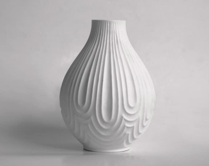 Modernist White Bisque Porcelain Vase Heinrich 60s Etsy