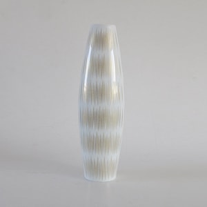 Modernist XL German Golden Geometrische Streifen Muster Vase - Thomas 70er