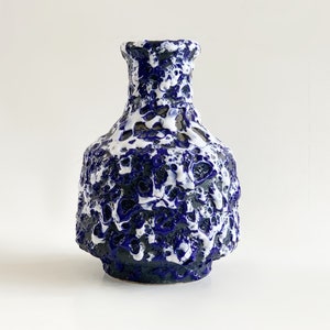 Mid Century ES Keramik Blauw / Wit Vet Lava Vaas - ES Keramik, Duitsland jaren '60