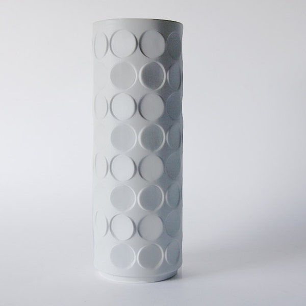 Modernist Tall Op Art White German Op Art Vase   -  Winterling Schwarzenbach