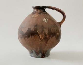 Vintage Brown Fat Lava Vase  Jug   - Ruscha Art 60s