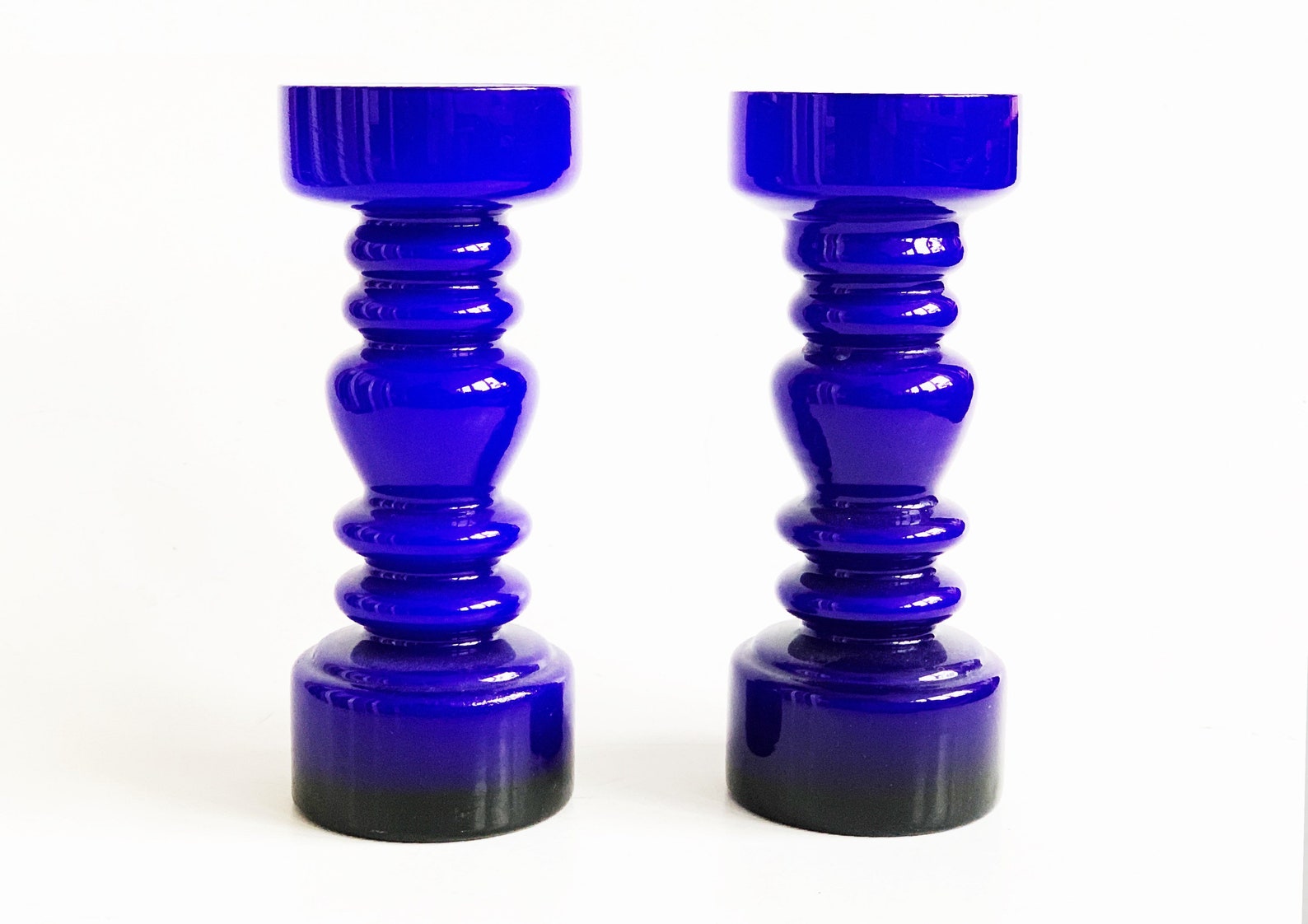 Vintage German Cobalt Blue Opaline Glass Candle Holder / Vase Etsy