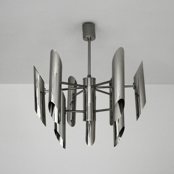 Reserved Italian Chrome Chandelier - 1970s