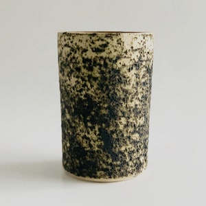 Vintage Modernist Brown / Beige Cylinder Dutch Pottery Vase -  Lore Beesel 60s