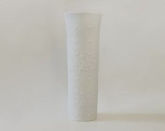 XXL Rare White Bisque Porcelain Floor Vase With Birds and Flowers Pattern - Wiinblad for Rosenthal Studio Linie 70s