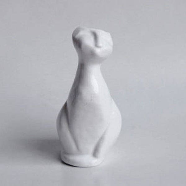 Mid Century White Cor Unum Cat Figurine  - Dutch Pottery c.70s 80s