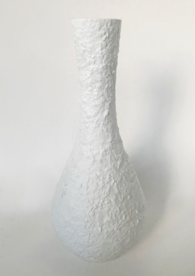 Vintage German Tall White Organic Relief Vase Edelstein 70s image 2