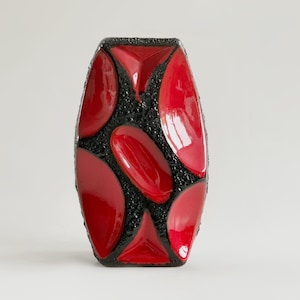 Vintage Fantastic Collectors Item German LARGE Red Black Lava Vase 311 - Roth 1970s