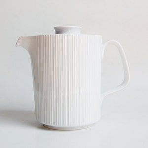 Modernist German White Tea Pot Blue Flower Motif -  Rosenthal Studio Linie 1970s