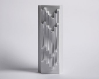 Mid Century Tall White  Bisque Op Art Vase by Heinrich Fuchs for Hutschenreuther, 1960s