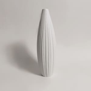 Rare Modernist Tall Porcelain White &#39;Plissée&#39; Vase - Freyer for Rosenthal 1960s