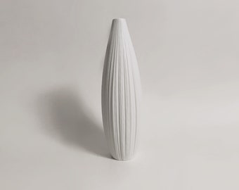 Rare Modernist Tall Porcelain White 'Plissée' Vase - Freyer for Rosenthal 1960s