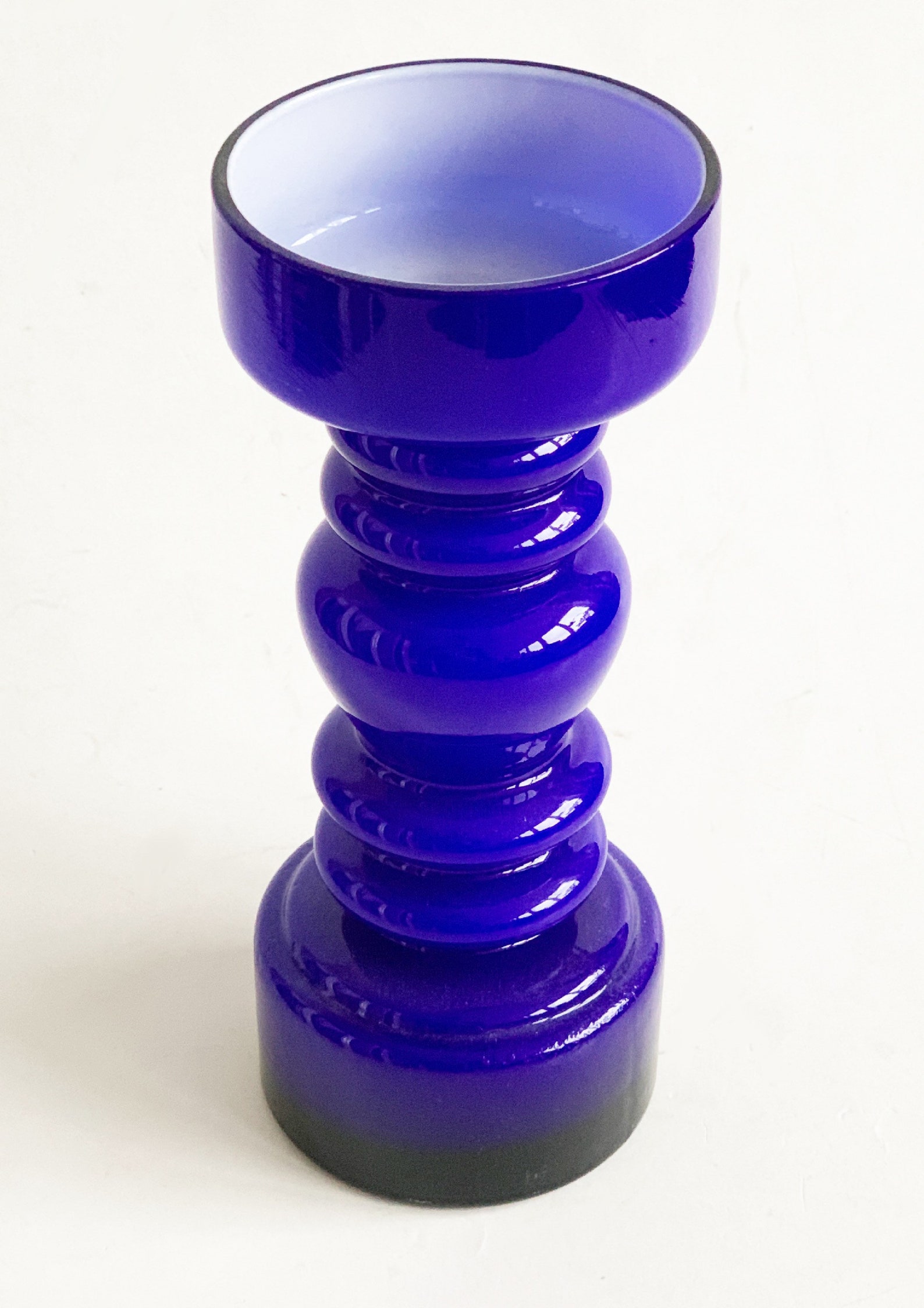 Vintage German Cobalt Blue Opaline Glass Candle Holder / Vase Etsy
