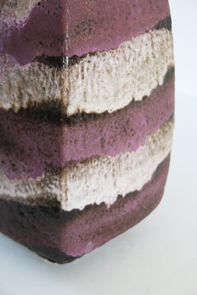 Vintage XL Large West German Purple / Grey Fat Lava Floor Vase Kurt Tschorner for Ruscha 70s 875/39 image 4