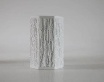 Mid Century White Bisque Architectural Vase - Hutschenreuther 60s