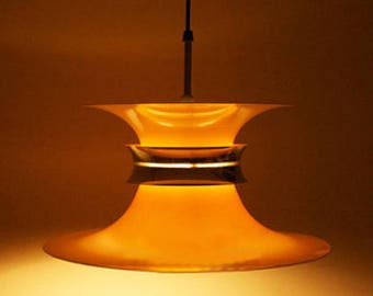 Vintage Danish White Pendant Light Lamp - Fog and Morup 70s