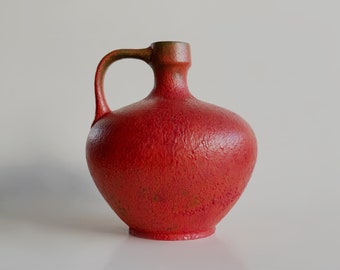 Vintage Rare Red Orange Vulkano Lava Pitcher 340 -  Ruscha  70s