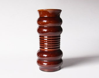 Modernist West German Brown Glossy Vase  - Klein 70s