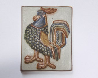 Modernist  Rare Danish Wall Plaque Rooster - Marianne Starck