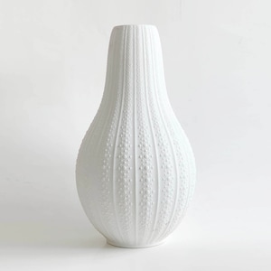 Vintage German XXL White Bisque Floor Vase Geometric Pattern -  Heinrich Nanny Still
