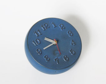 Rare Mid Century Blue Cor Unum Clock - Dutch Pottery c.70s 80s