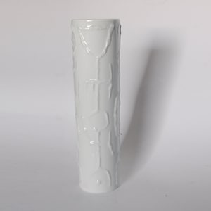 Cuno Fischer for Rosenthal 60s -  Studio Linie - German White Tall Porcelain Op Art Vase