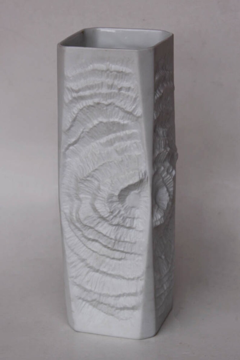 AK Kaiser White Vase Matte Porcelain Fossil Ammonite 1970s Op Etsy