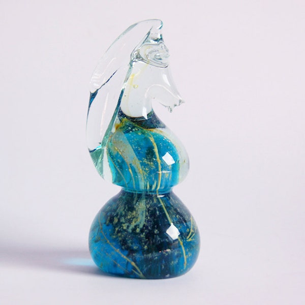 1970s Seahorse Sea Horse Art Glass Sculpture - Mdina