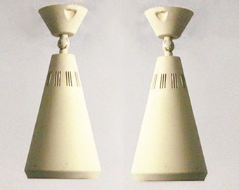 Vintage Very Rare Set of Two Unique Dutch Beige Pendants  - Louis Kalff for Philips 50s