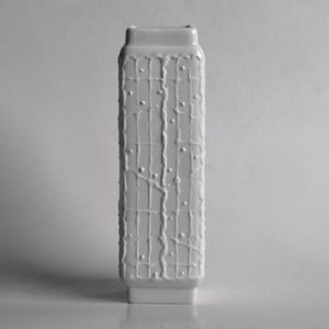 Mid-Century Op Art White German Bisque Rectangular Kerafina Vase - KPM Bavaria
