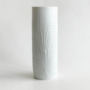 RESERVED Modernist White Tall Bisque Porcelain Vase Studio Linie Organic Relief - Rosenthal 70s