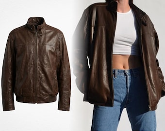 Buffy Summers Vampire Slayer 90s Sunnydale Graveyard Oversized Brown Real Leather Bomber Jacket, Retro Y2K Cosplay Costume
