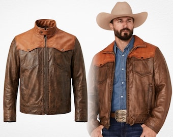 Kevin Costner John Dutton, Yellowstone TV Series, Montana Ranch Western, Distressed Real Leather Jacket, Cowboy Cosplay Costume Fan Gift