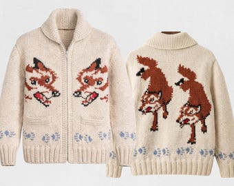 Hand Knit Wolf Cardigan Project Hail Mary Zip Sweater, Wool Blend Shawl Collar Winter Mens Knitwear