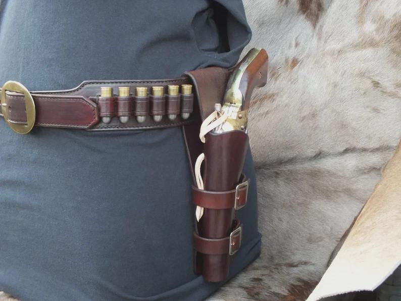 Fastest Sass Rig Leather Western Tooled Ammo Holster, Gun Drop Loop Fast Draw Rig, SASS ...