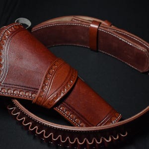 Cowboy Leather Cross Draw Holster: Right Hand, Ammo Belt, Colt SAA/Ruger image 1
