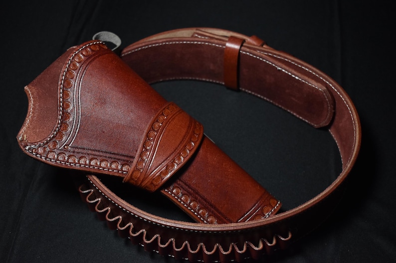 Cowboy Leather Cross Draw Holster: Right Hand, Ammo Belt, Colt SAA/Ruger image 1