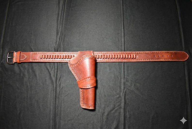 Cowboy Leather Cross Draw Holster: Right Hand, Ammo Belt, Colt SAA/Ruger image 4