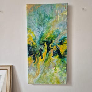 Sztuka abstrakcyjna Bez ramy Zielone komórki 60 cm x 30 cm
