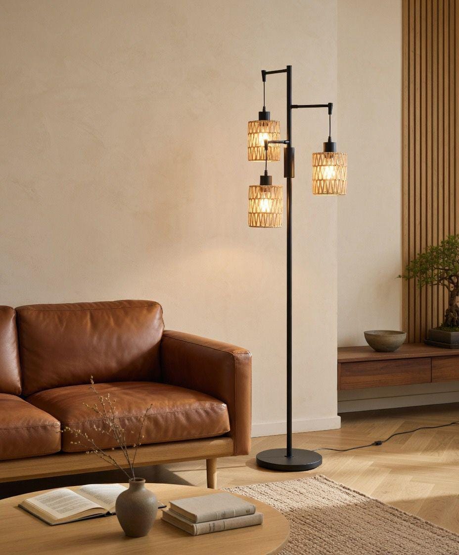 Rattan standing lamp - Etsy 日本