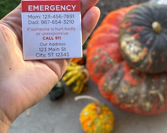 2” Square Personalized Emergency Contact Fridge Magnets