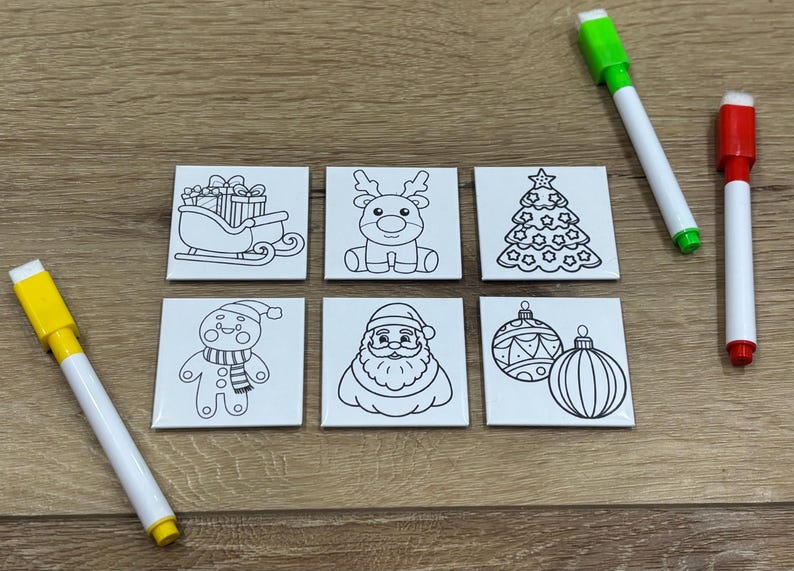 Reusable Magnet Coloring Tiles - Kids' Dry Erase Activity (set of 6) - Etsy