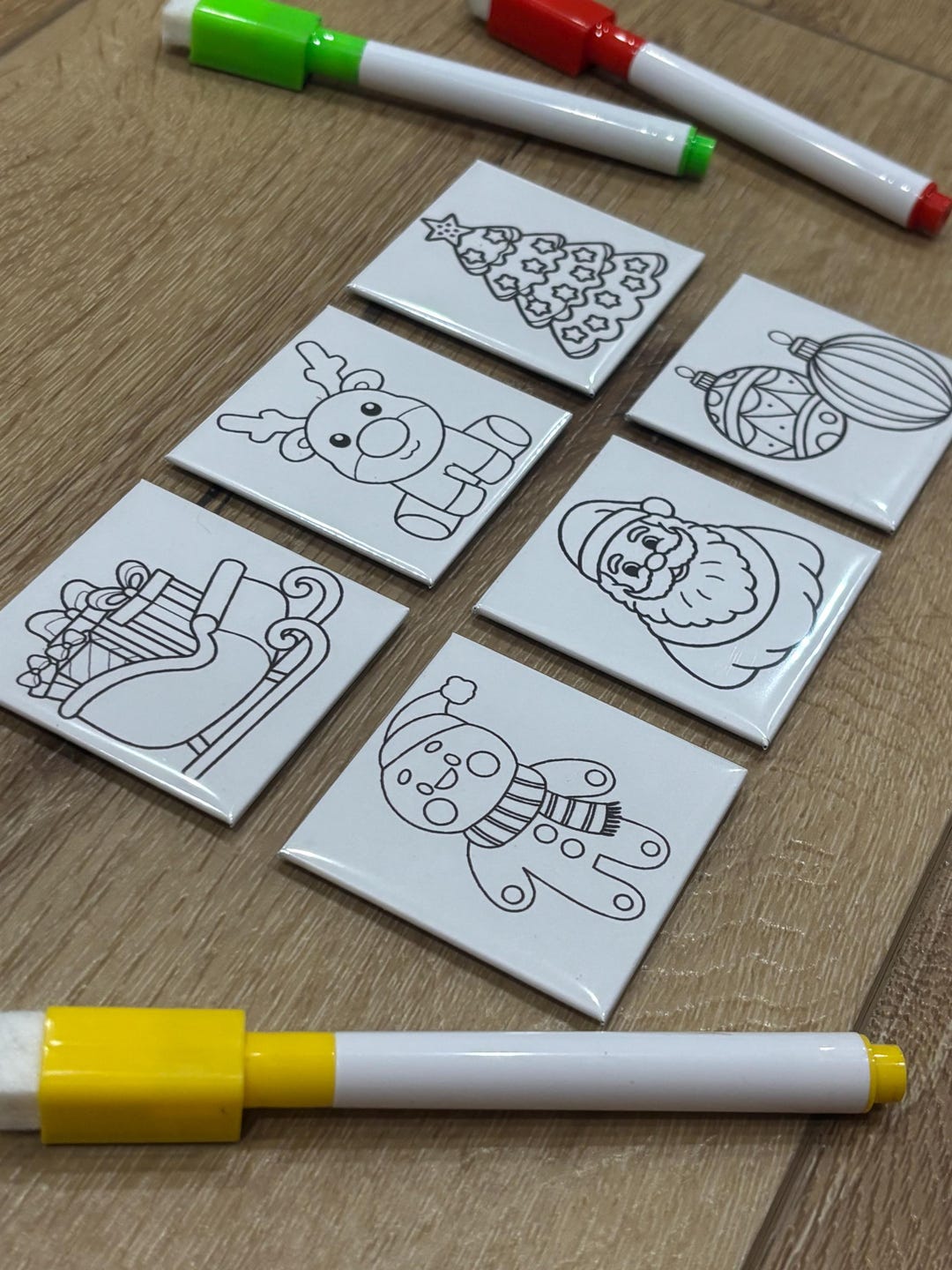 Christmas Magnet Coloring Tiles – Reusable Dry Erase Craft, Set of 6 - Etsy