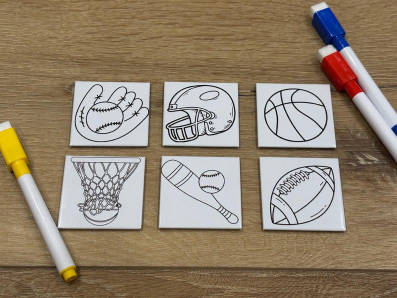 Sports Reusable Magnet Coloring Pages - Dry Erase Activity Set - Etsy