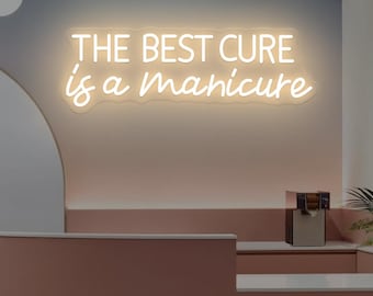 The Best Cure Is Manicure Neon Sign, Nails Room Decor, Custom Nail Studio LED Light, Beauty Room Neon Sign, Nail Salon Led Sign Salon Gift