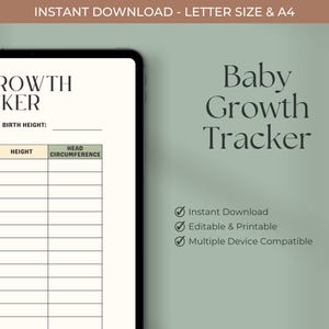 Baby Growth Tracker Chart - Printable & Editable PDF for Weight and Height