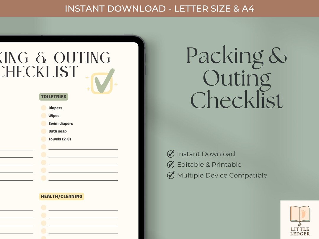 Packing & Outing Checklist - Printable and Editable Baby Essentials ...