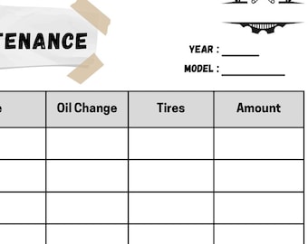 Printable Car Maintenance Log, Vehicle Service Tracker (PDF)