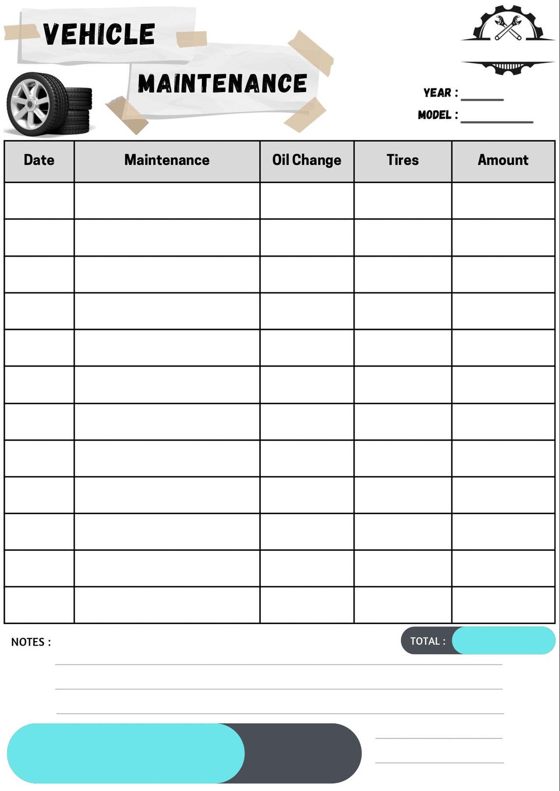 Printable Car Maintenance Log, Vehicle Service Tracker (PDF) - Etsy