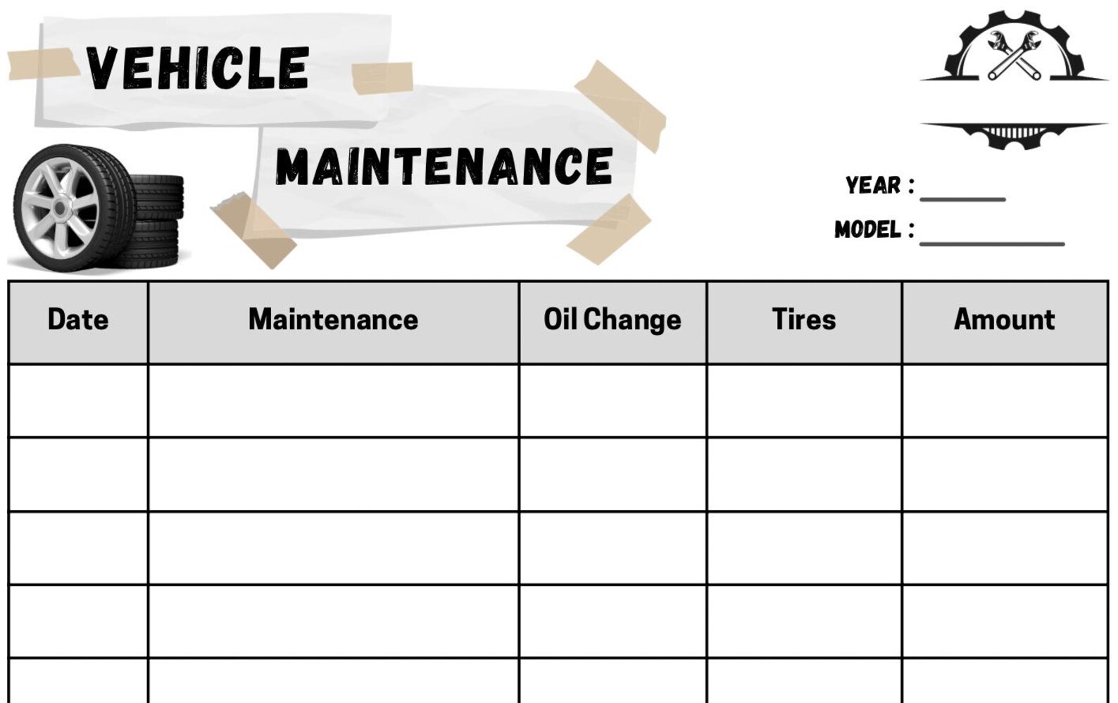 Printable Car Maintenance Log, Vehicle Service Tracker (PDF) - Etsy